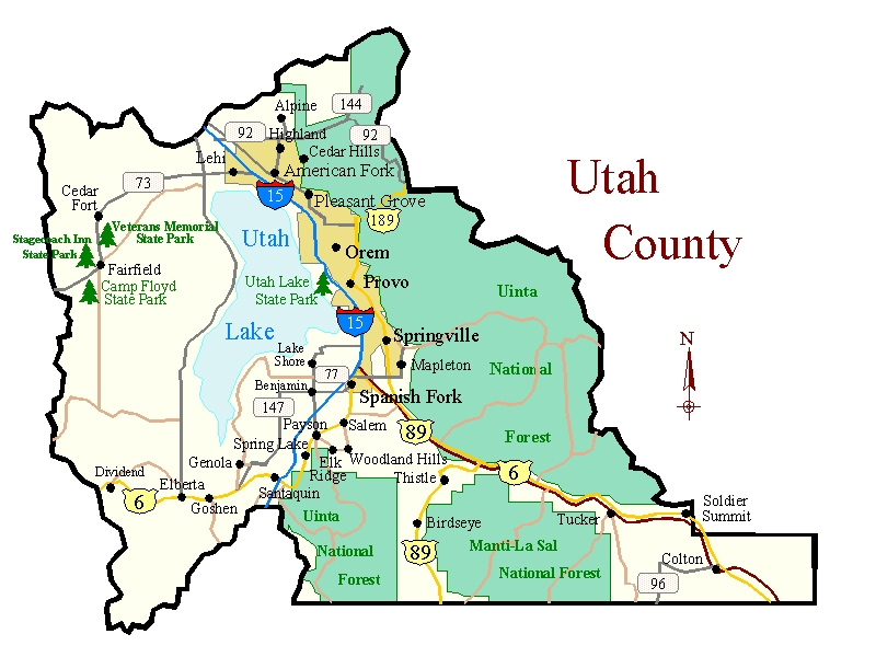 Map of Utah County